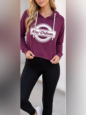 Vintage New Orleans French Quarter Thin Pull Over Hoodie. Women’s M. EUC